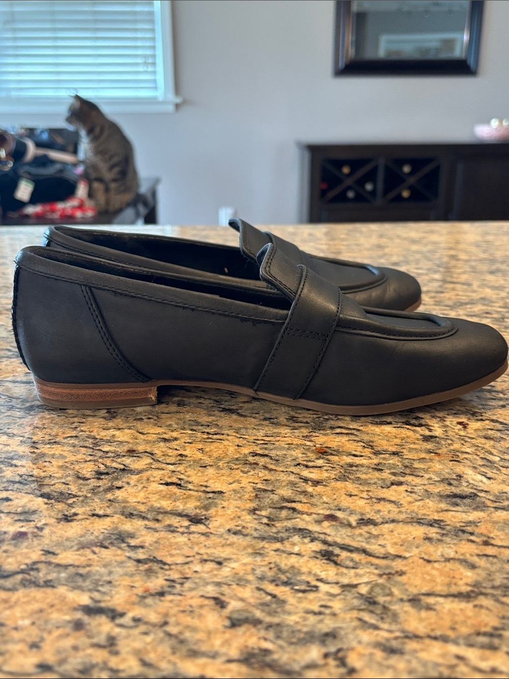 Toms Black Leather Slip-On Penny Loafers - Picture 7 of 11